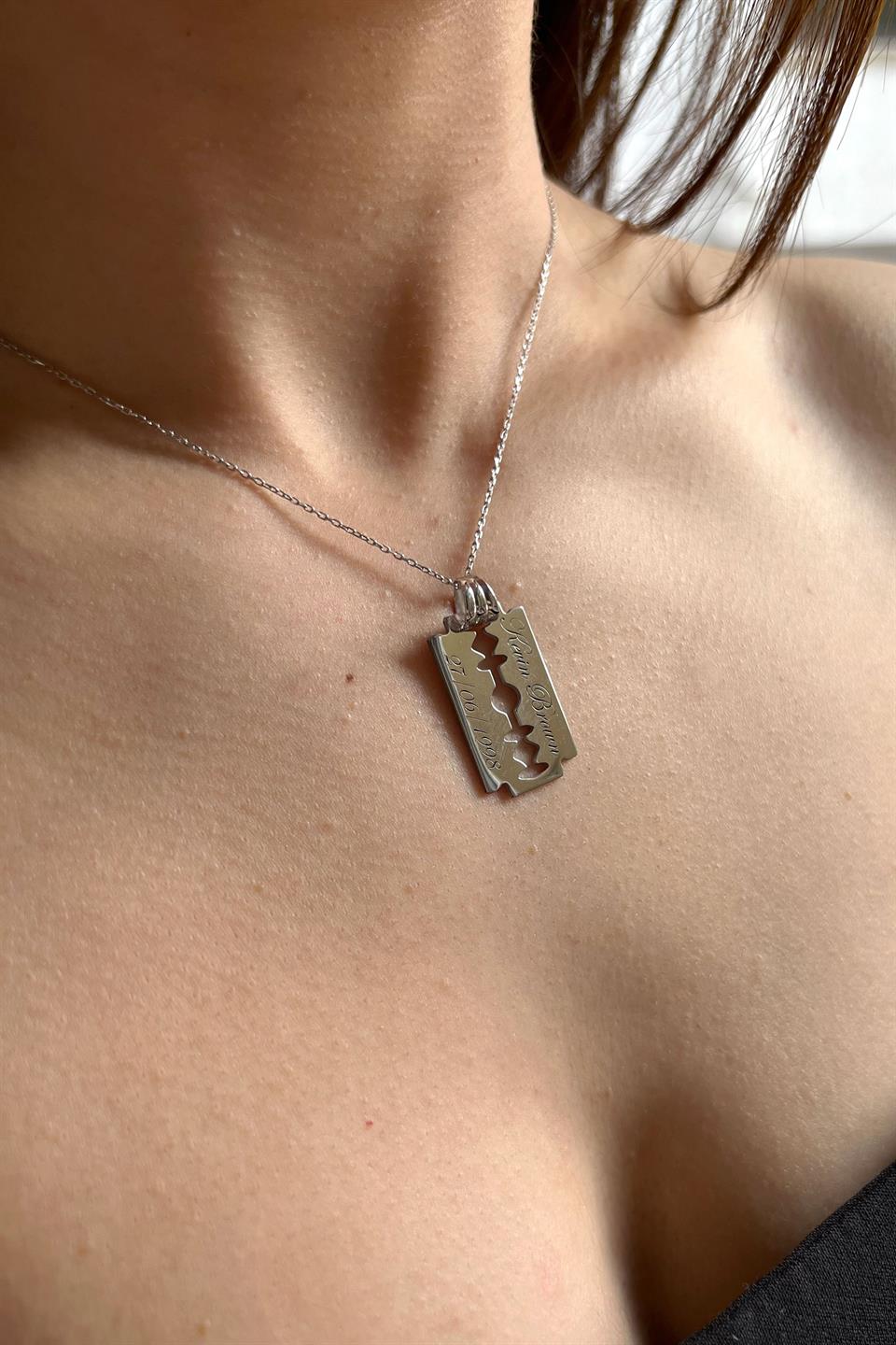 Silver Razor Blade Necklace