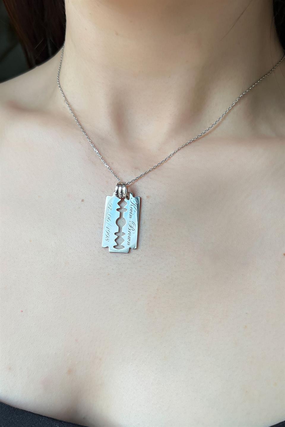 Silver Razor Blade Necklace