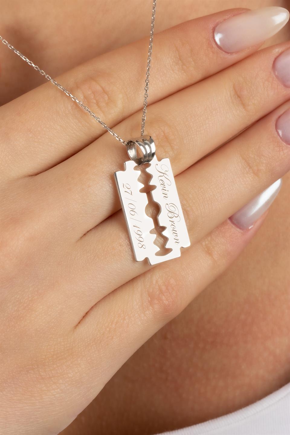 Silver Razor Blade Necklace