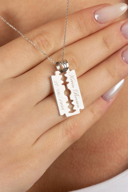 Silver Razor Blade Necklace