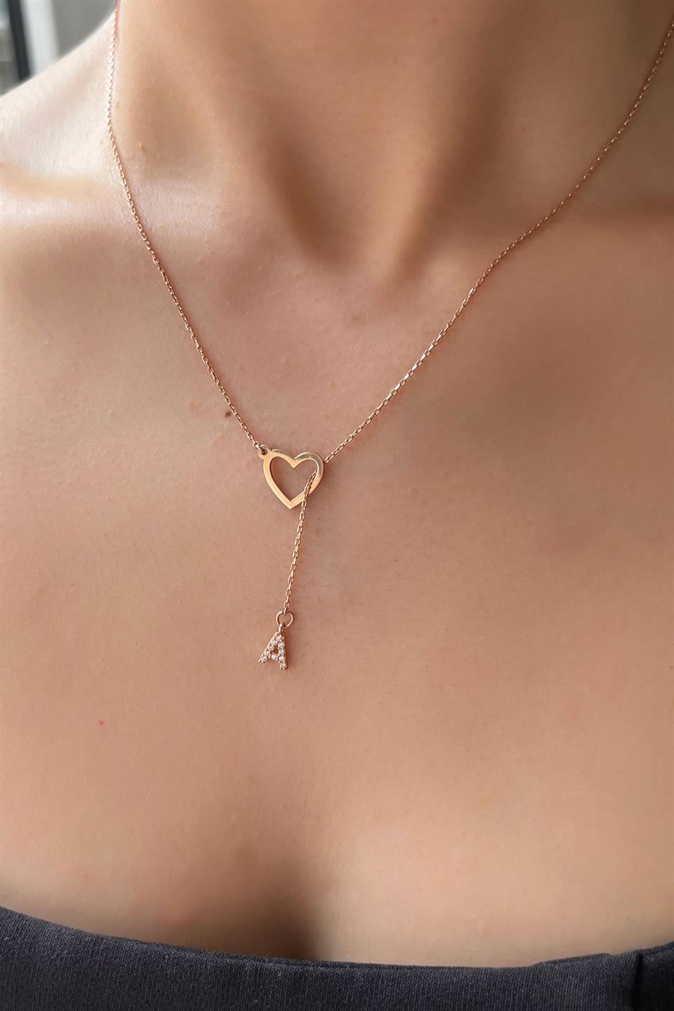 Silver Heart Initial Necklace