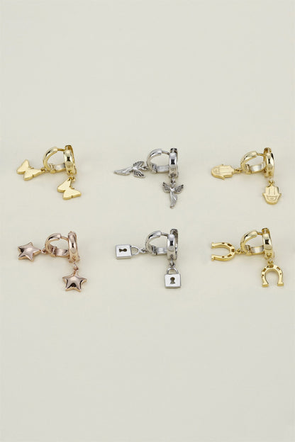 Silver Heart Angel Earrings