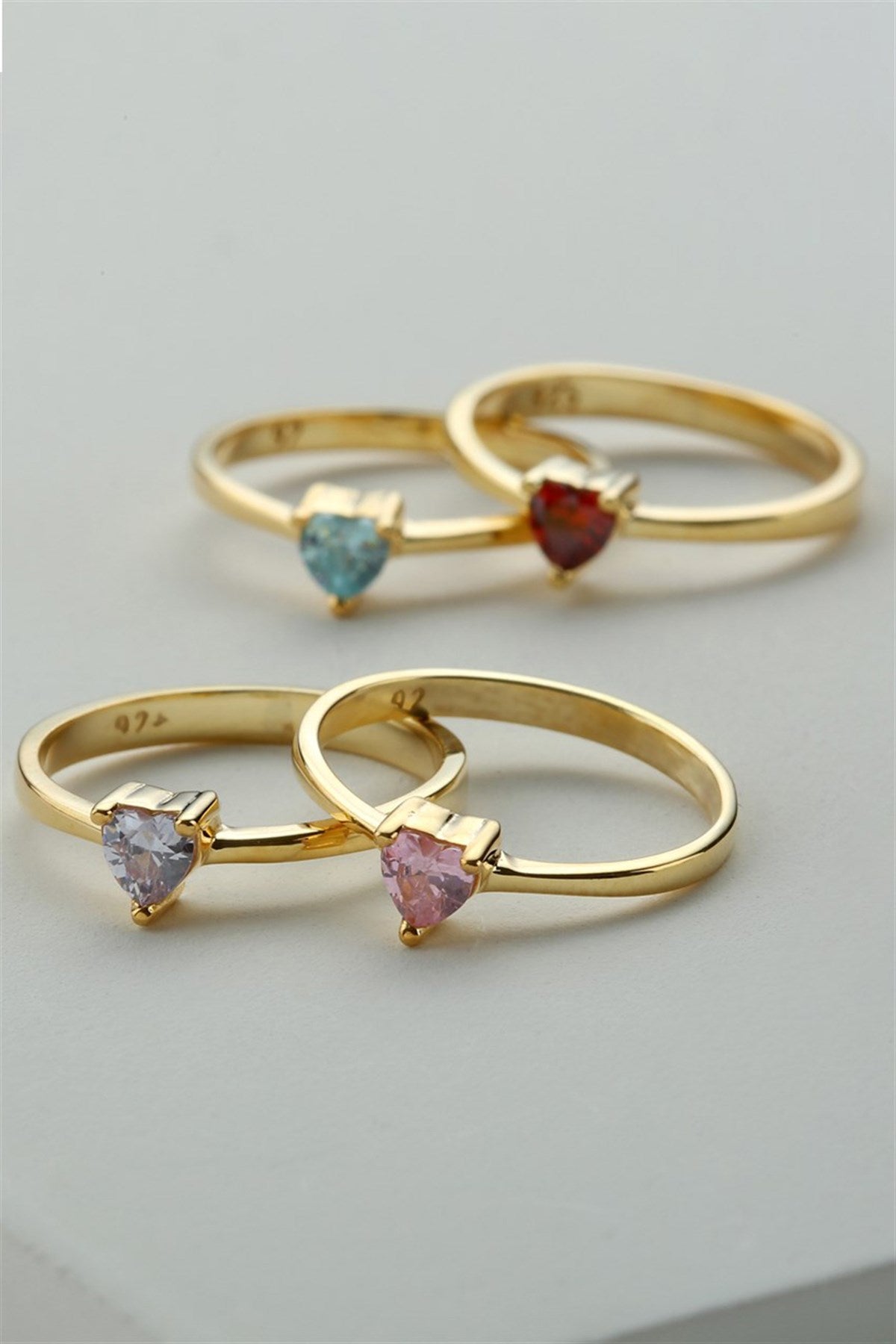 Silver Red Heart Gemstone Ring