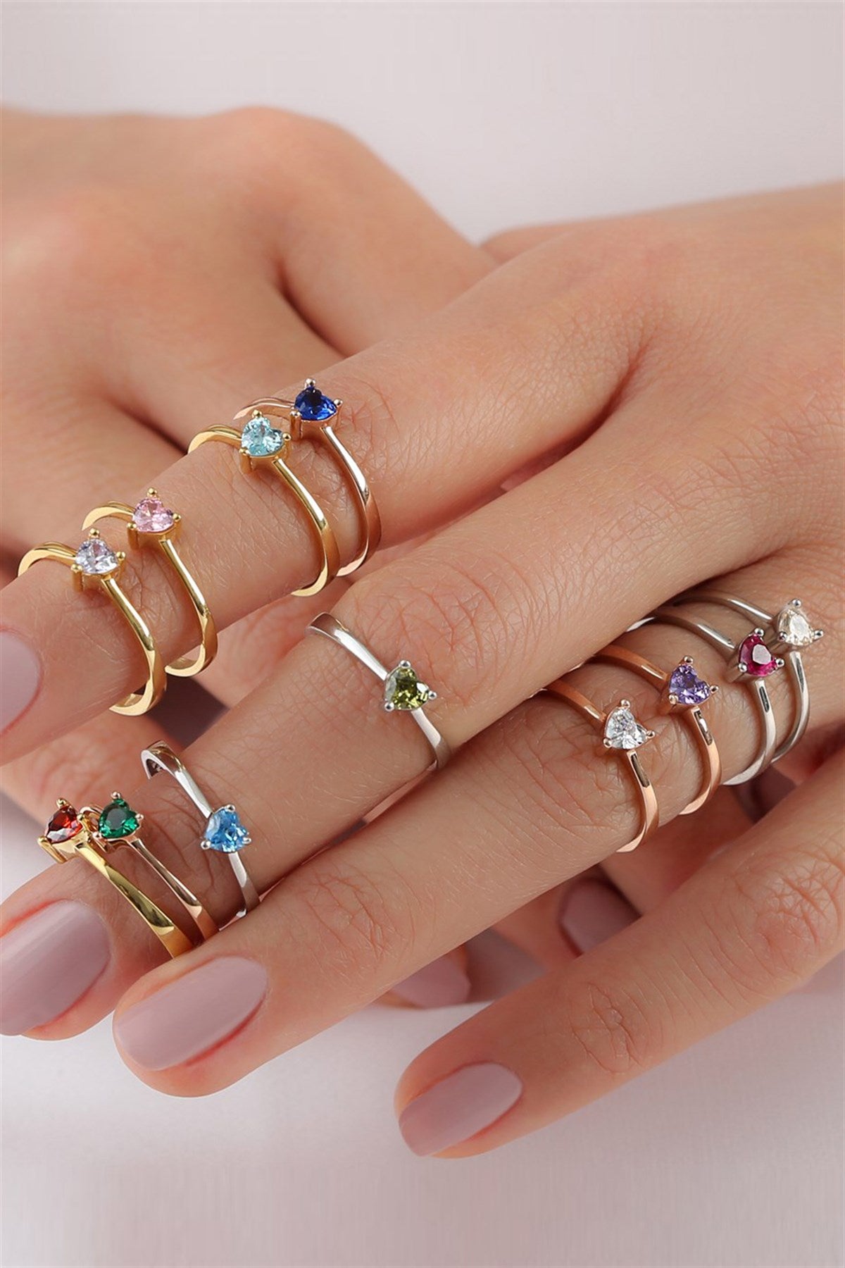 Silver Red Heart Gemstone Ring