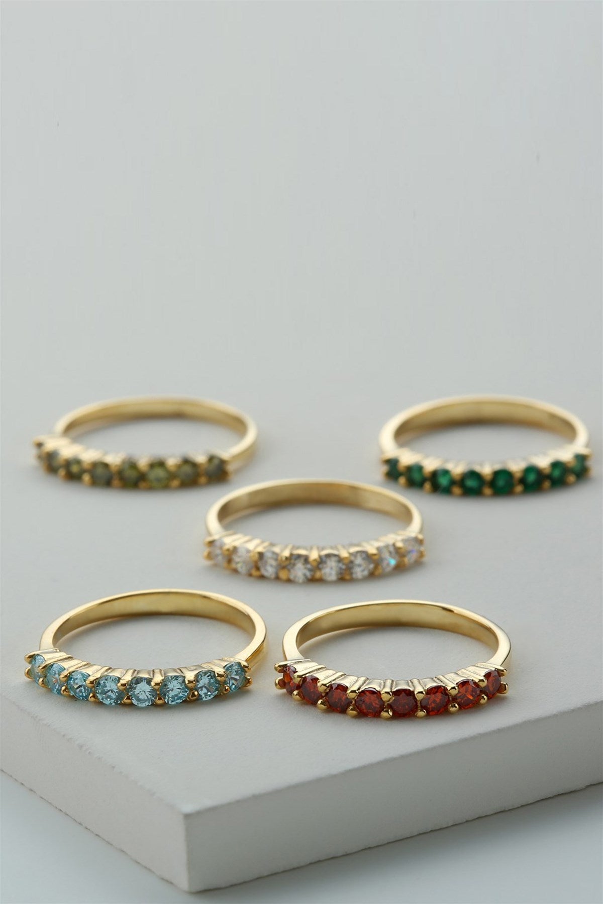 Silver Red Gemstone Half Turn Ring