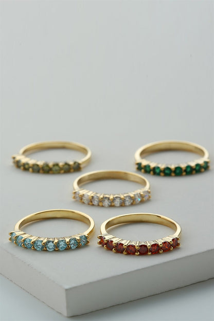 Silver Red Gemstone Half Turn Ring