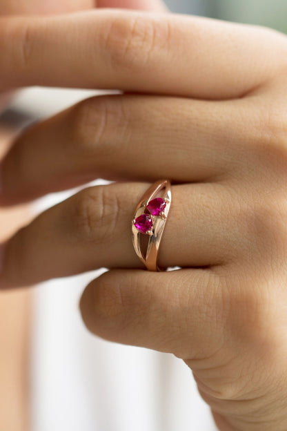 Silver Red Gemstone Ring