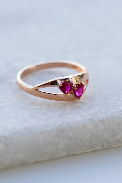 Silver Red Gemstone Ring