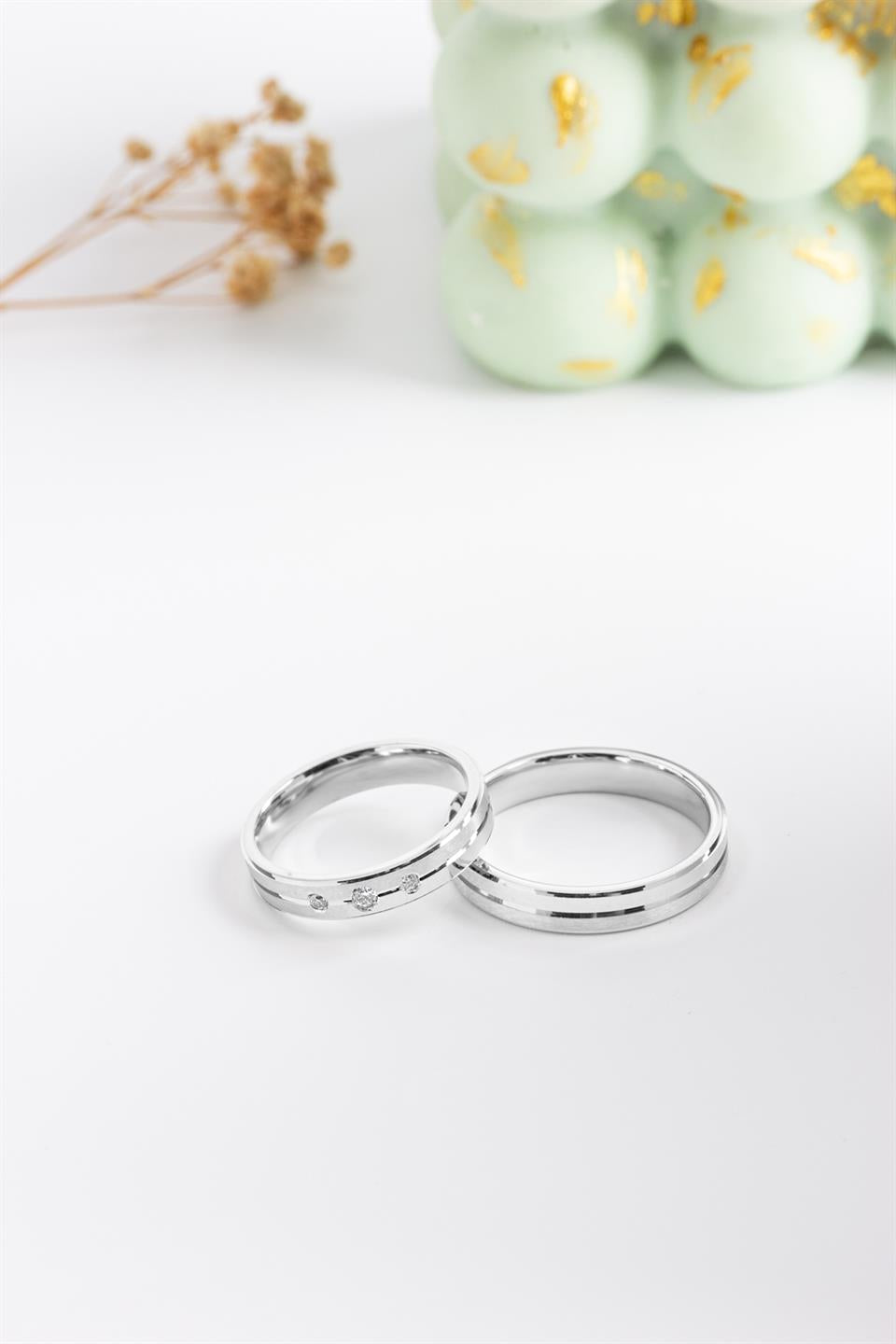 Silver 4 mm Classic Combination Wedding Ring