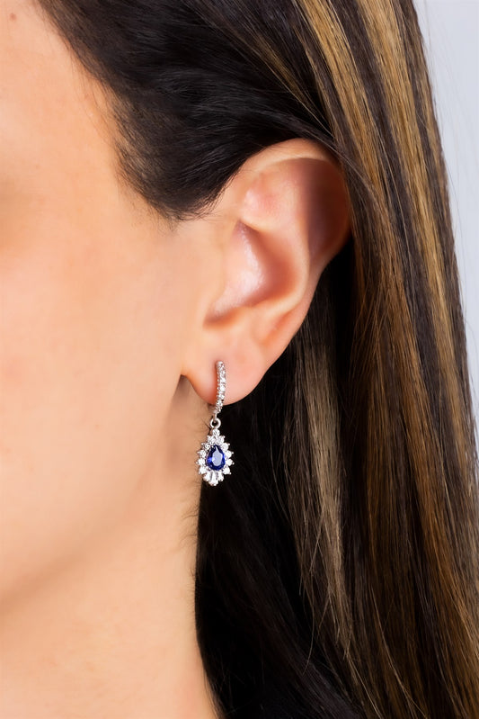 Silver Wobbly Sapphire Gemstone Drop Earrings