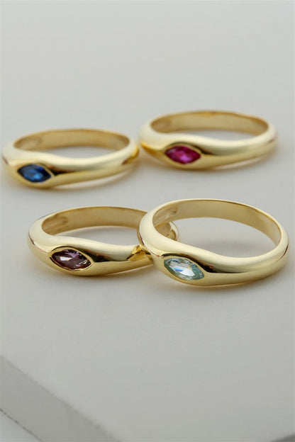 Silver Navy Blue Shuttle Gemstone Design Ring