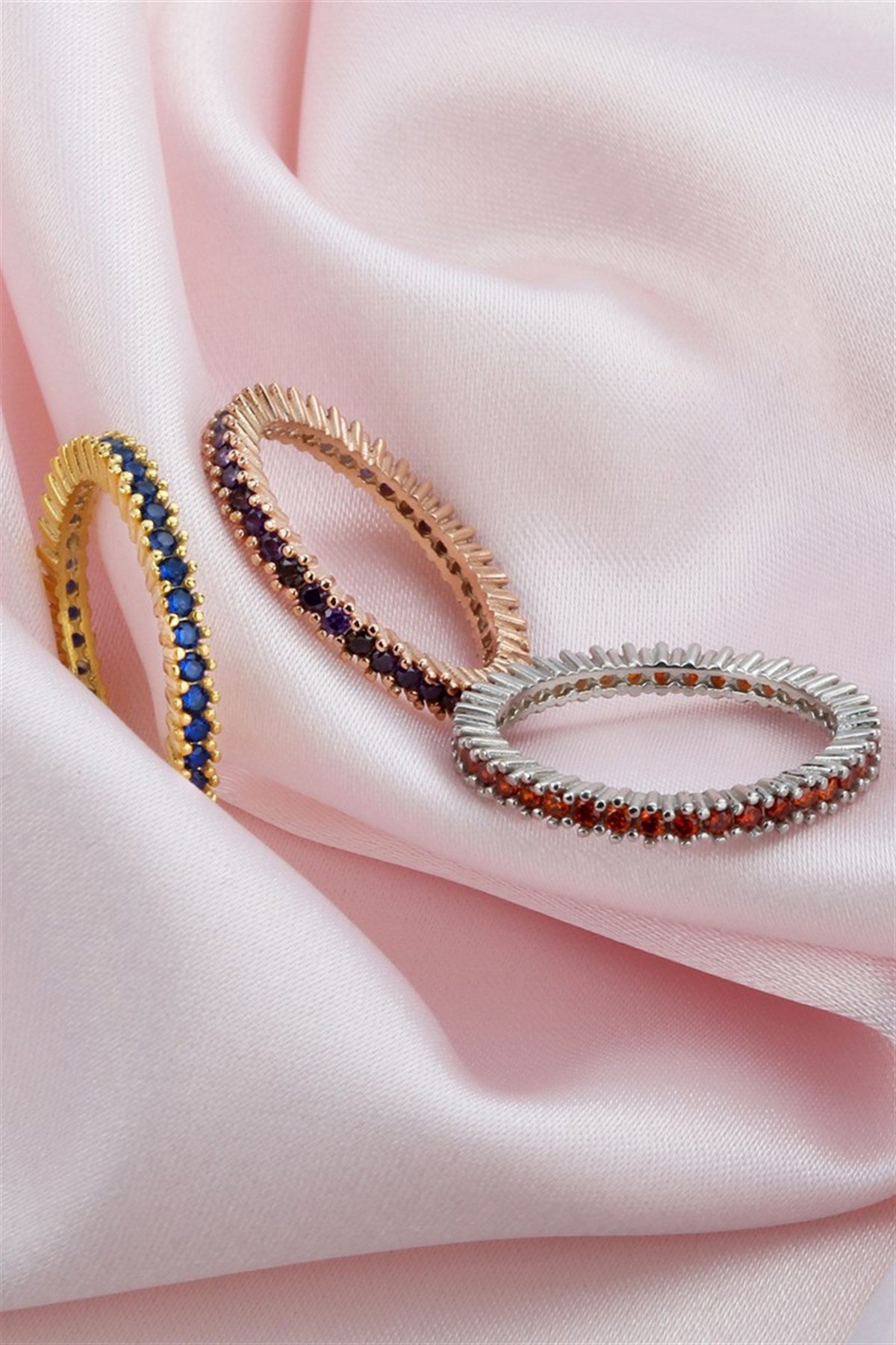 Silver Navy Blue Gemstone Full Stones Ring