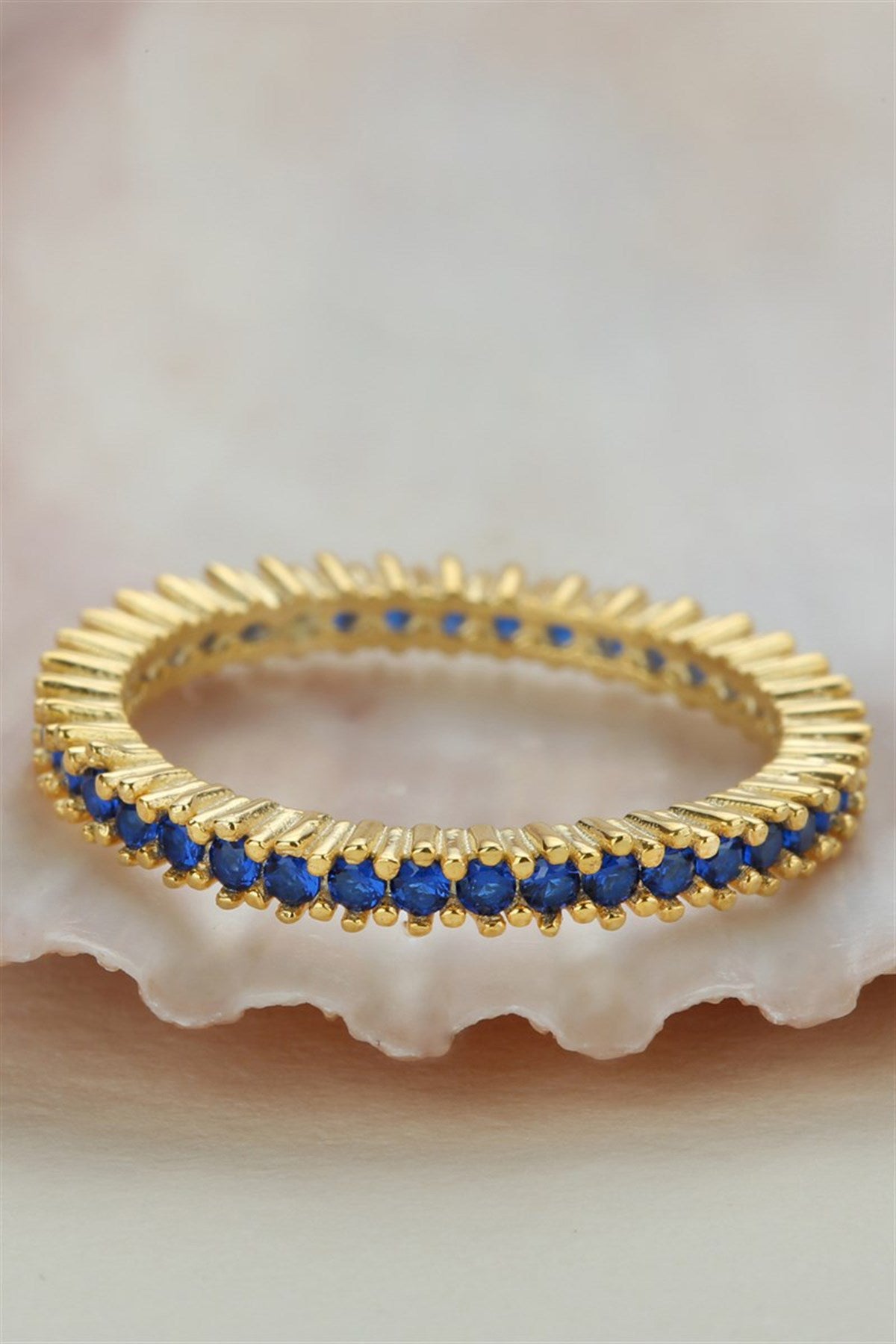 Silver Navy Blue Gemstone Full Stones Ring