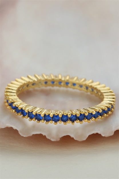 Silver Navy Blue Gemstone Full Stones Ring