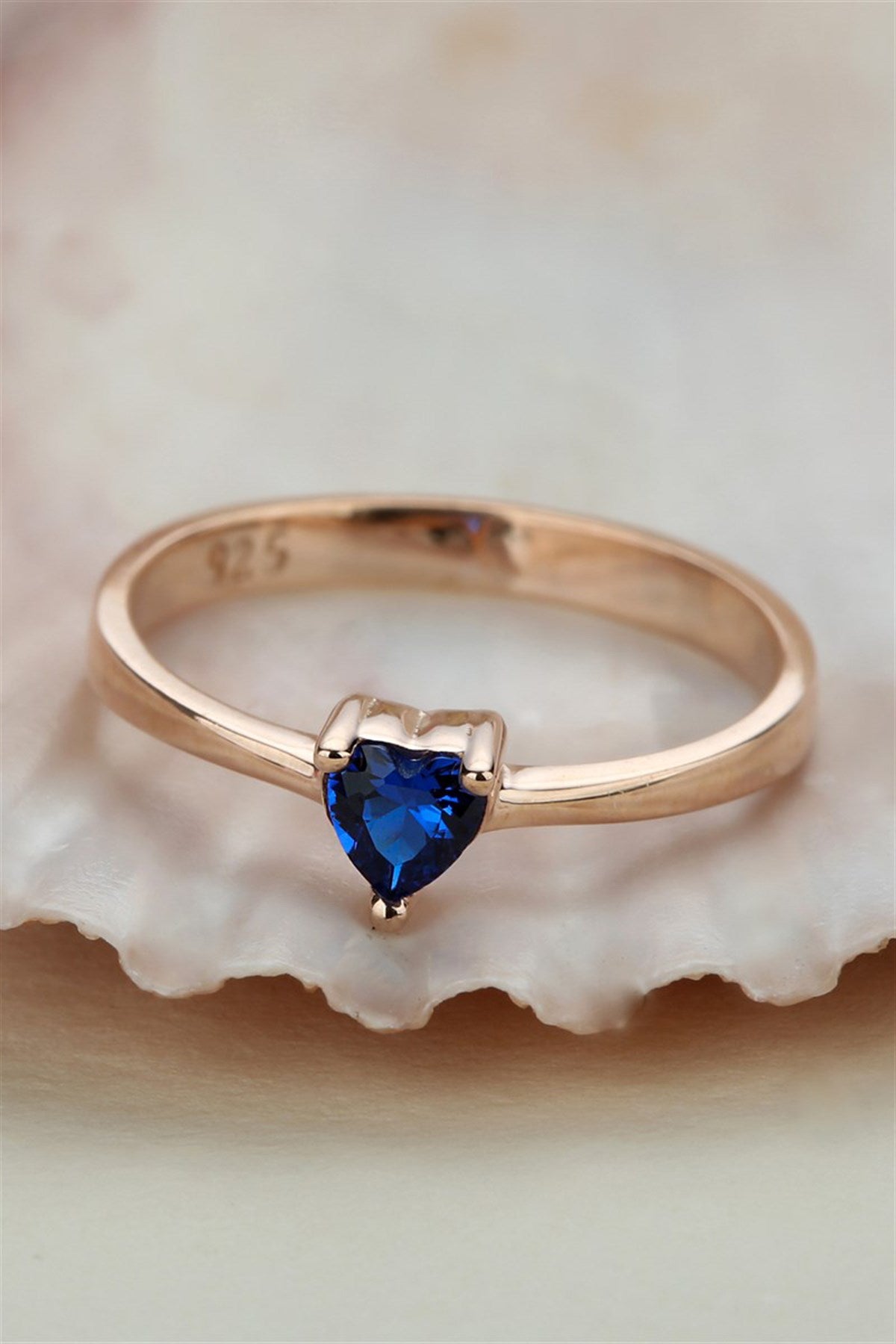 Silver Blue Heart Gemstone Ring