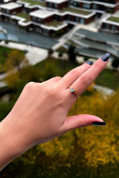 Silver Blue Heart Gemstone Ring