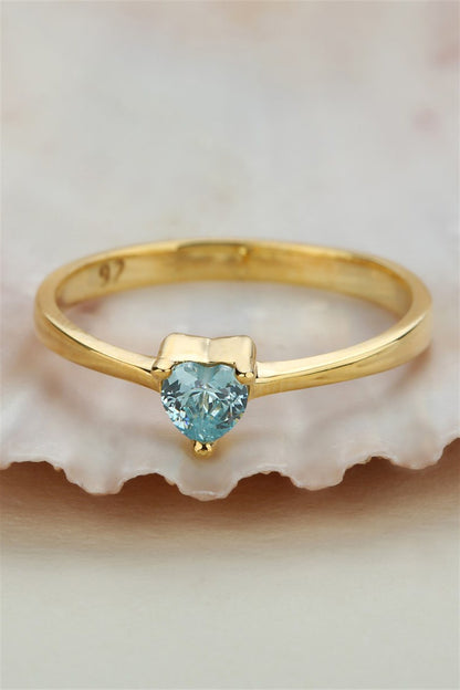 Silver Blue Heart Gemstone Ring