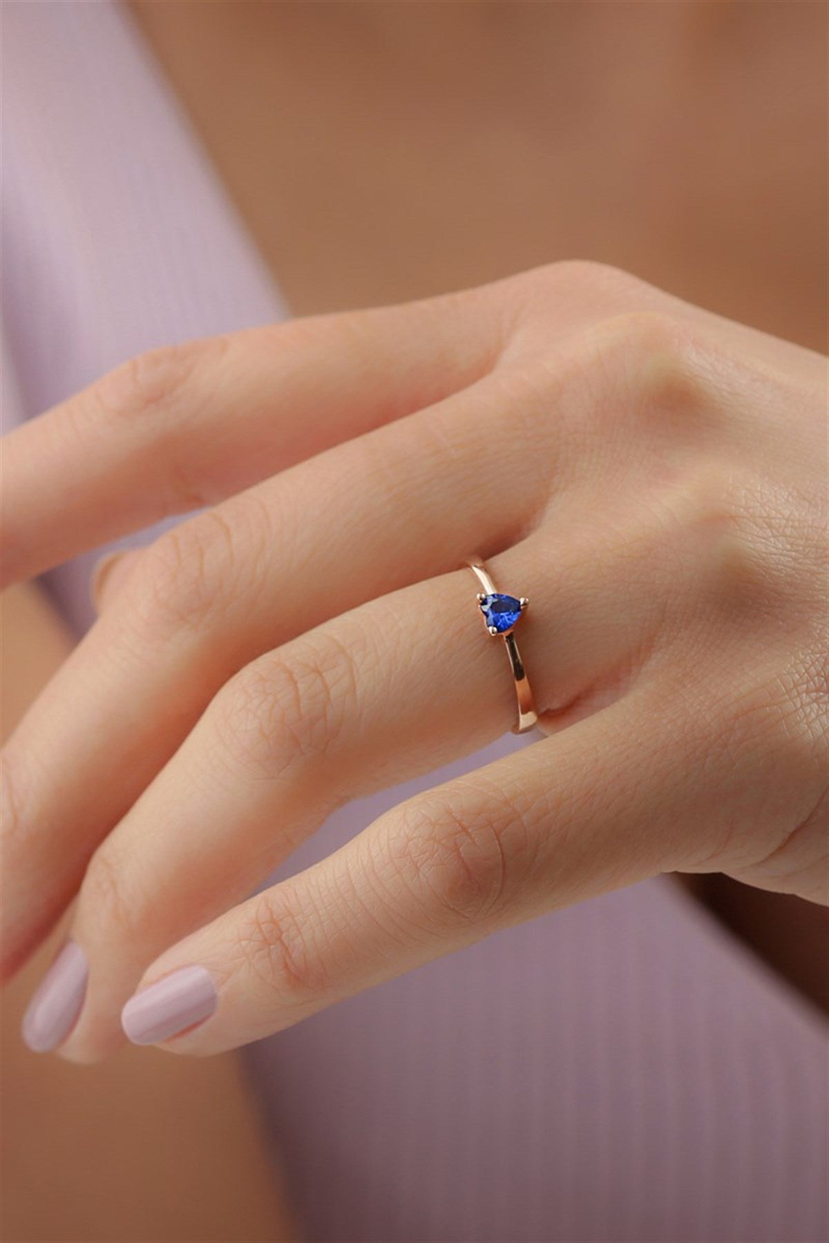 Silver Blue Heart Gemstone Ring