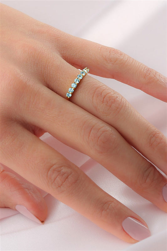 Silver Blue Gemstone Half Turn Ring