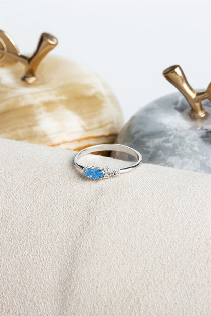 Silver Shuttle Gemstone Ring