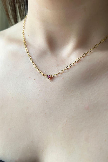 Silver Minimal Birth Stone Necklace