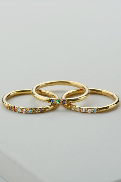 Silver Minimal Colorful Gemstone Wedding Ring