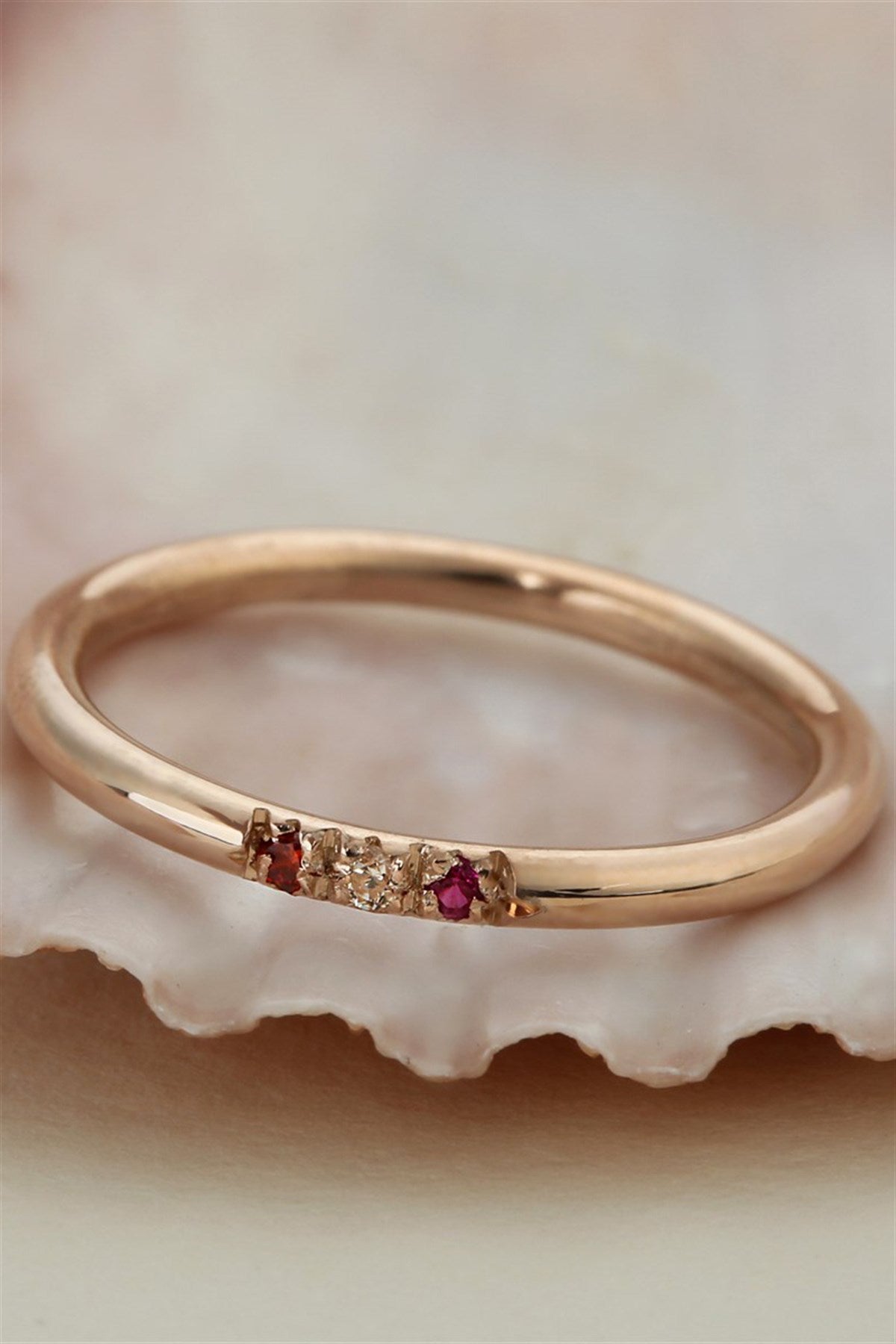 Silver Minimal Colorful Gemstone Wedding Ring