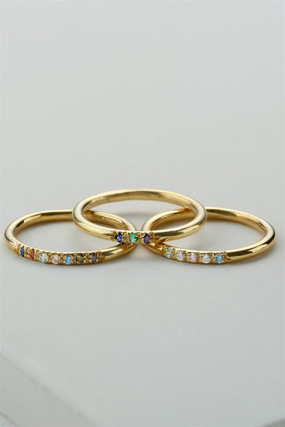 Silver Minimal Colorful Gemstone Wedding Ring