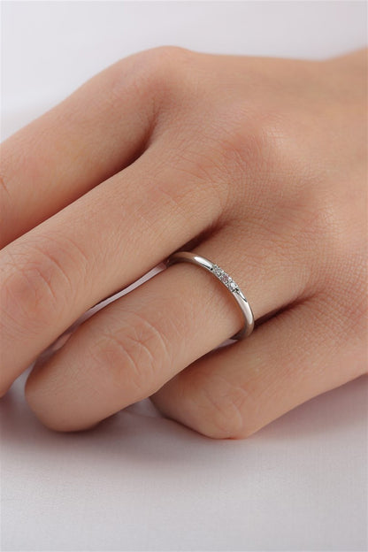 Silver Minimal Colorful Gemstone Wedding Ring