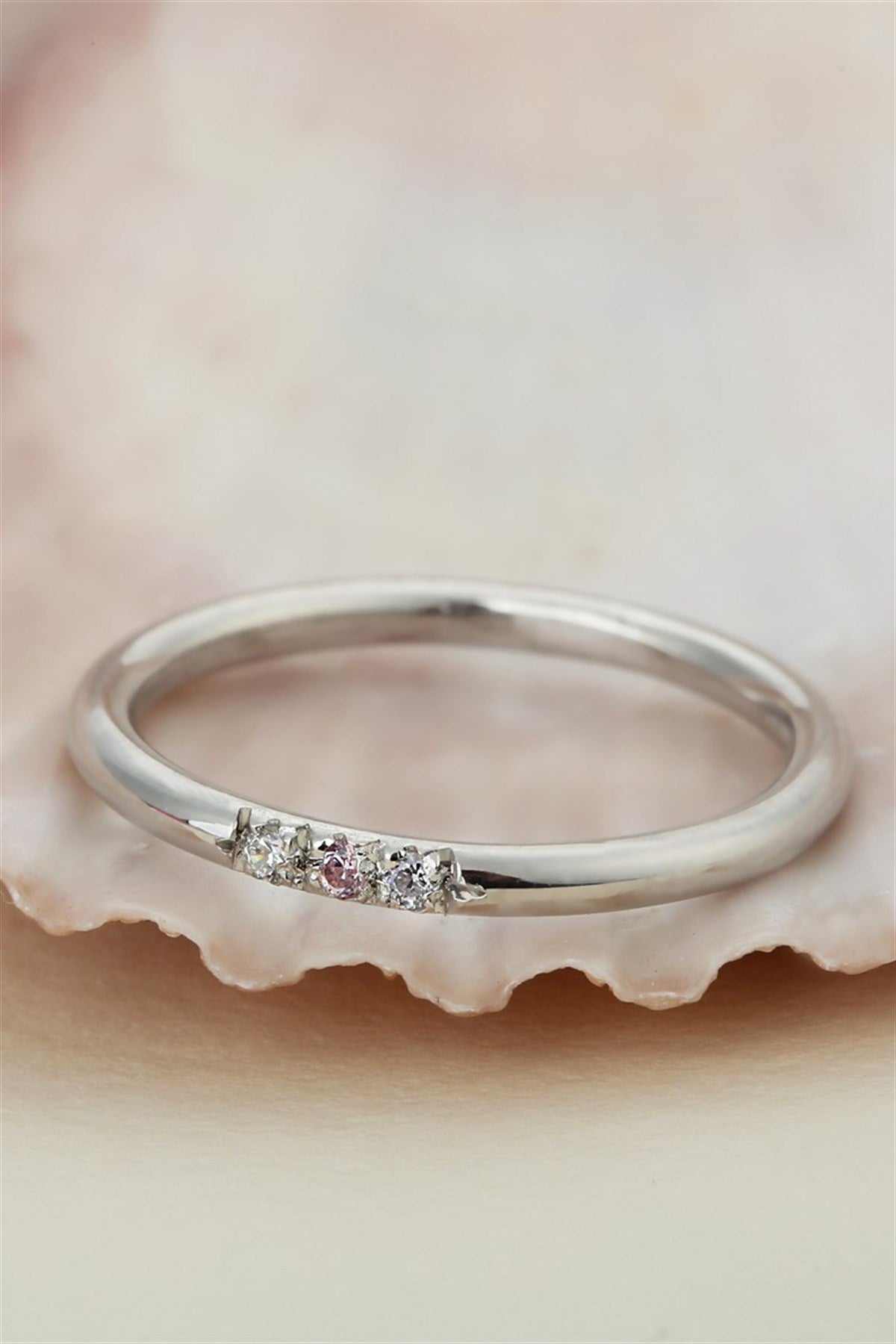 Silver Minimal Colorful Gemstone Wedding Ring