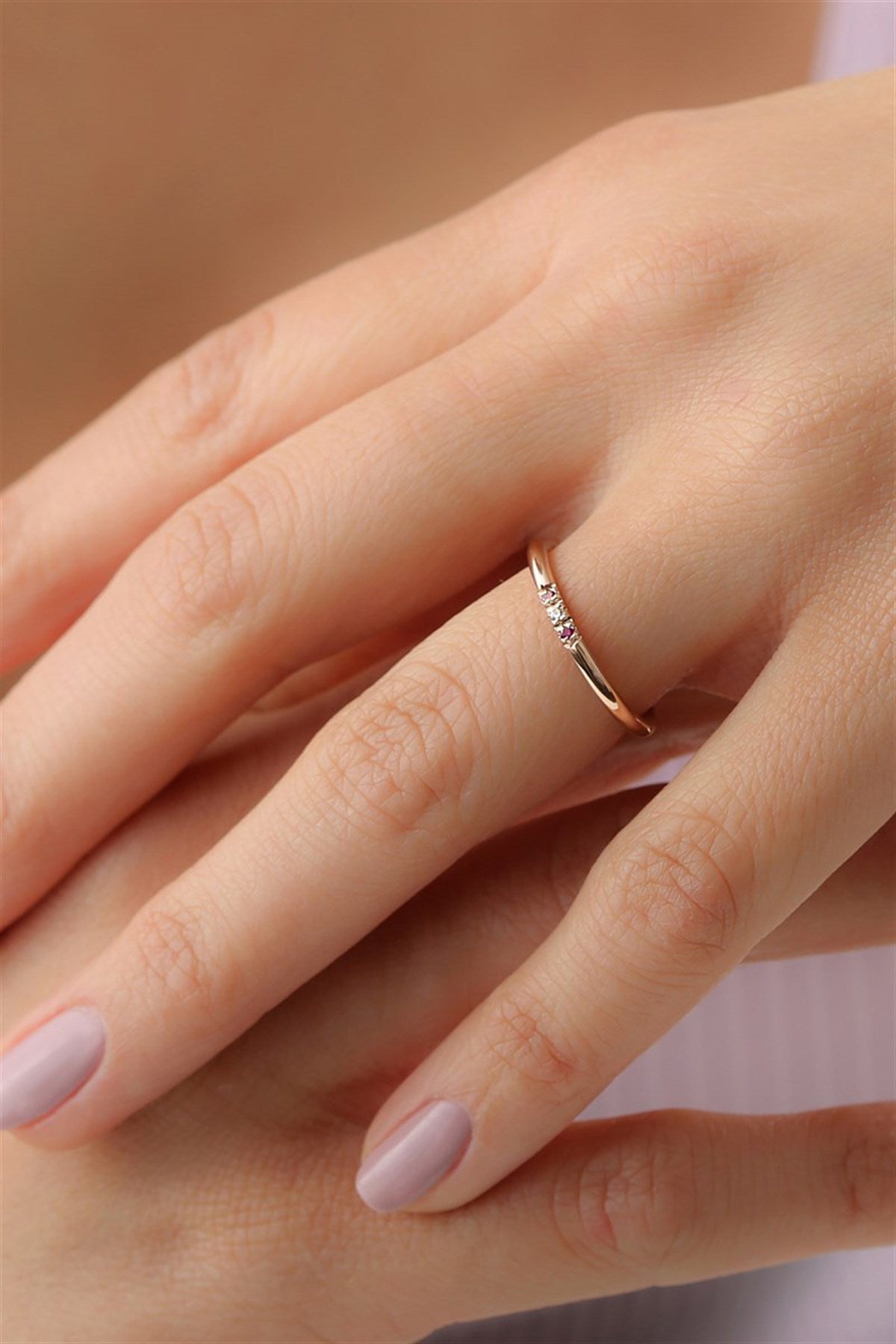 Silver Minimal Colorful Gemstone Wedding Ring