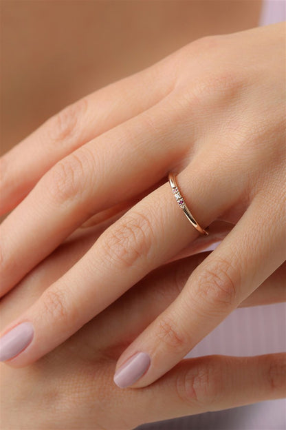 Silver Minimal Colorful Gemstone Wedding Ring