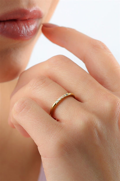 Silver Minimal Colorful Gemstone Wedding Ring