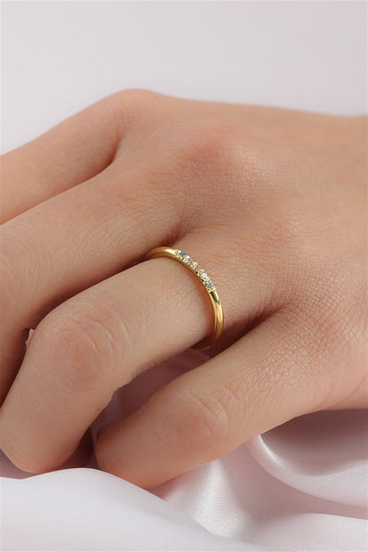 Silver Minimal Colorful Gemstone Wedding Ring