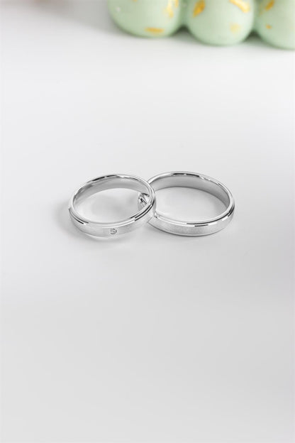 Bague de mariage en argent avec pierres précieuses minimales de 3 mm