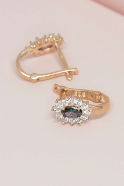 Silver Mystical Topaz Gemstone Earrings