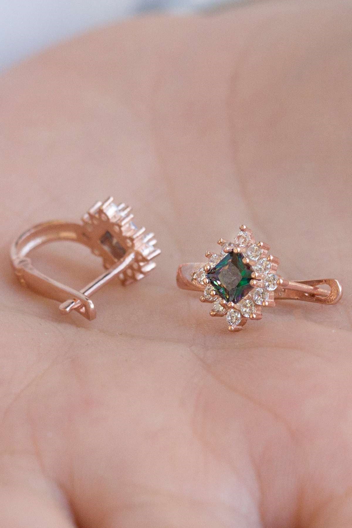 Silver Mystical Topaz Gemstone Earrings