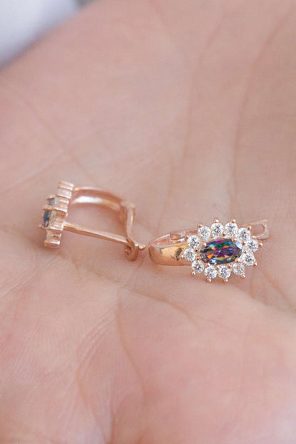 Silver Mystical Topaz Gemstone Earrings