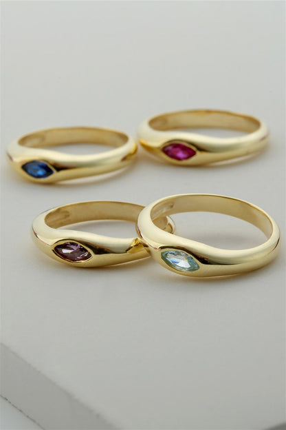 Silver Purple Shuttle Gemstone Design Ring