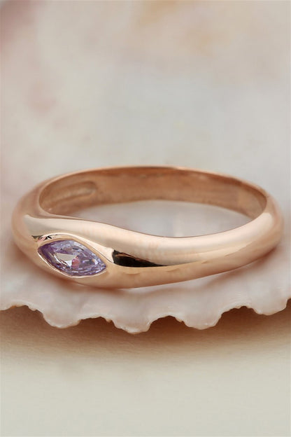 Silver Purple Shuttle Gemstone Design Ring