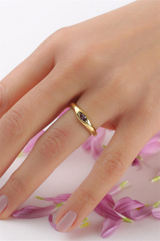 Silver Purple Shuttle Gemstone Design Ring