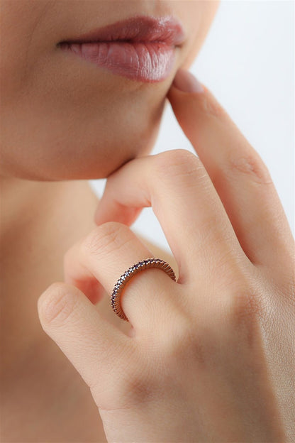 Silver Purple Gemstone Full Stones Ring