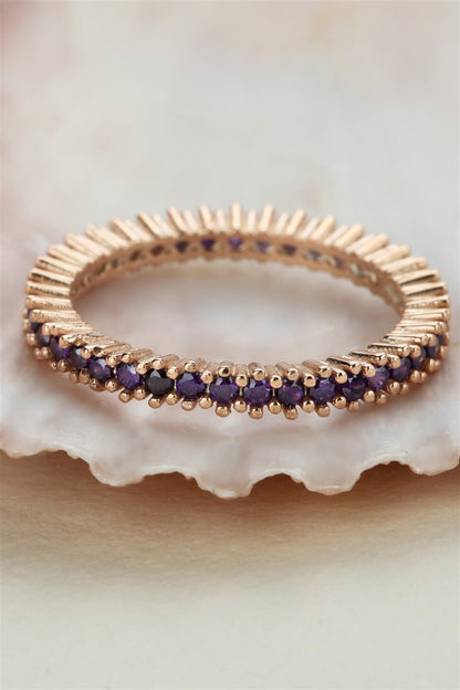 Silver Purple Gemstone Full Stones Ring