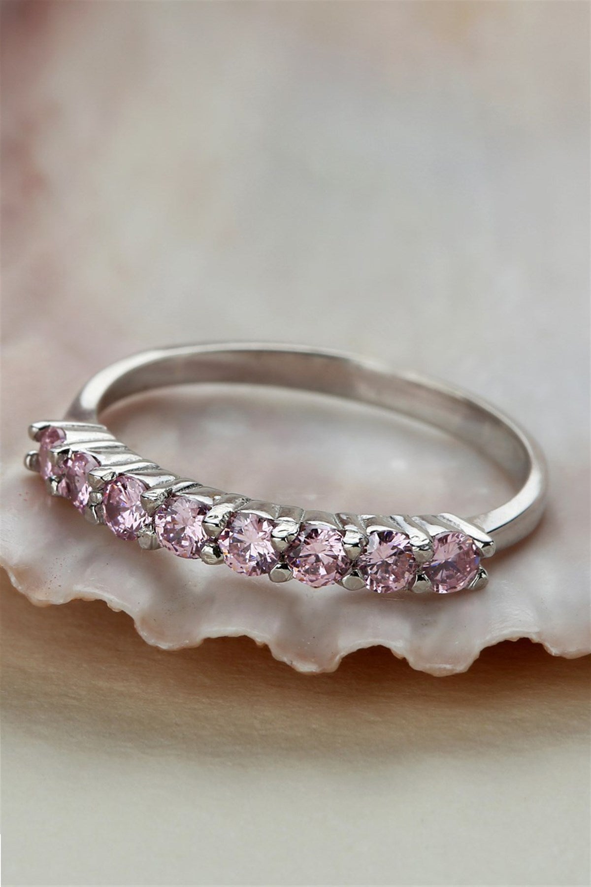 Silver Purple Gemstone Half Turn Ring