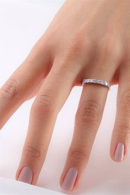 Silver Purple Gemstone Half Turn Ring