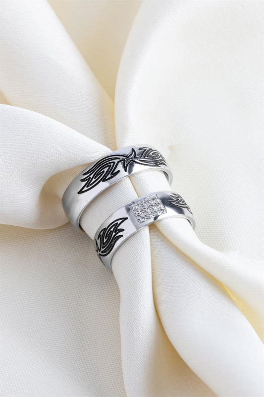 Silver 6 mm With Motif Wedding Ring