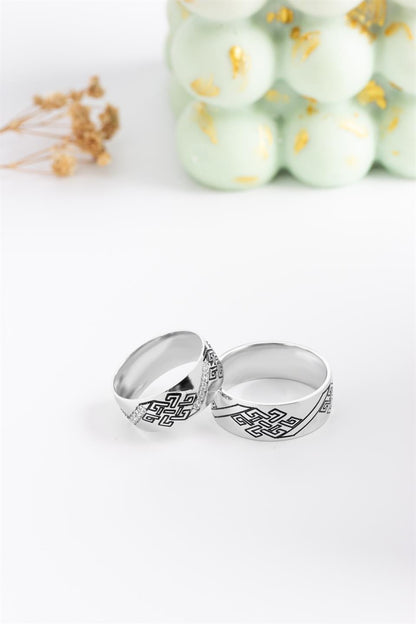 Silver 7.5 mm With Motif Wedding Ring