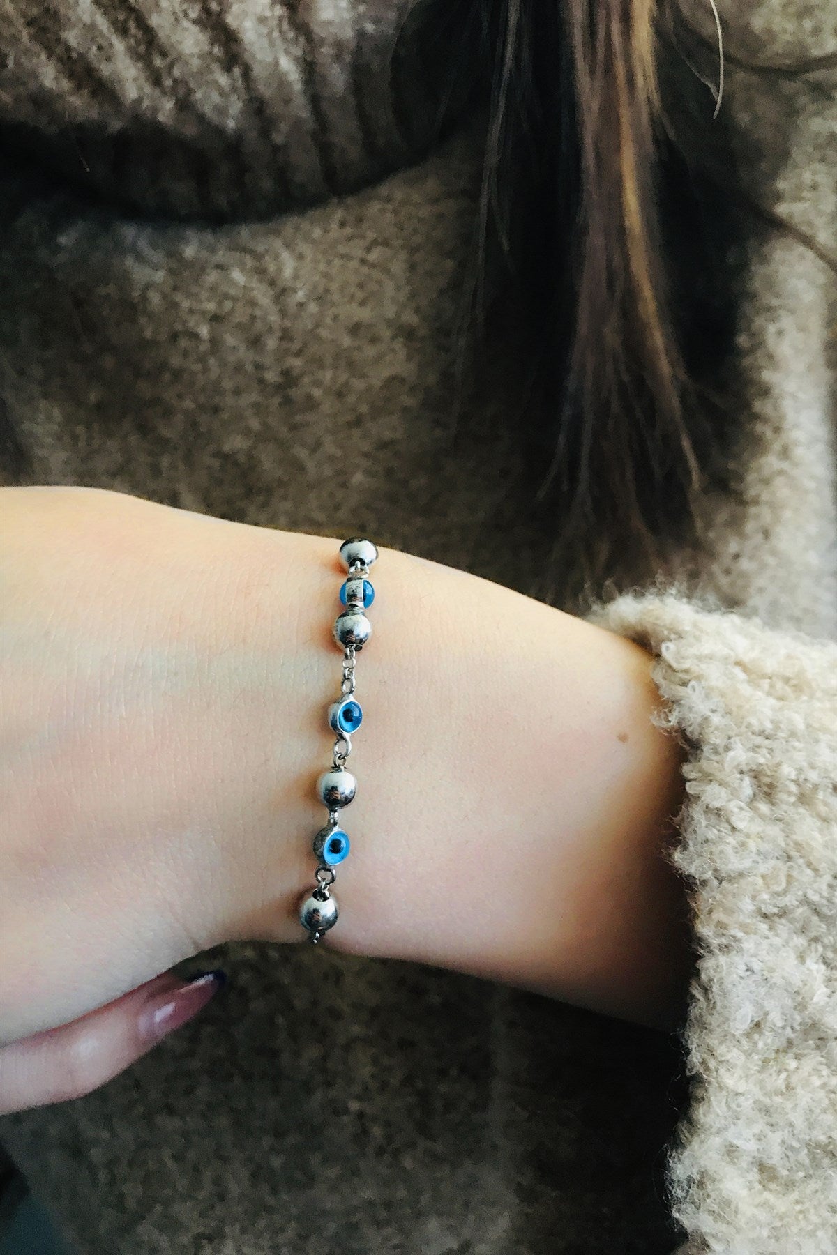 Silver Evil Eye Ball Bracelet