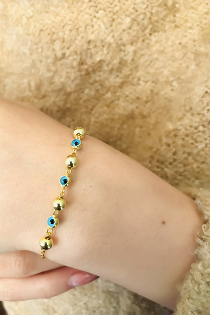 Silver Evil Eye Ball Bracelet