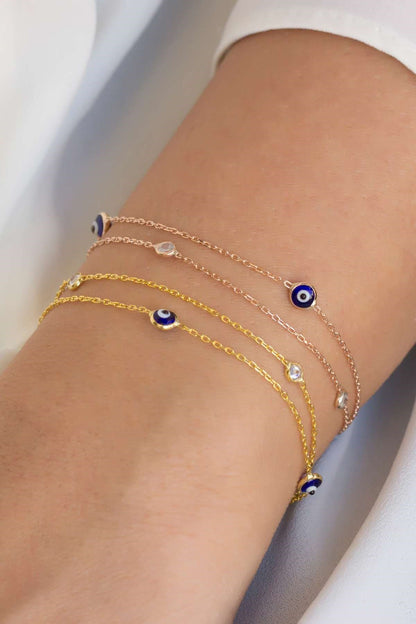 Silver Evil Eye Chain Bracelet